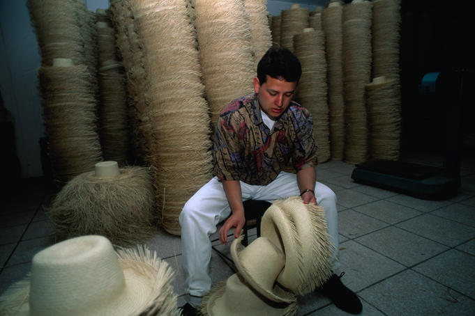 At work in the Panama Hat Factory in Cuenca.