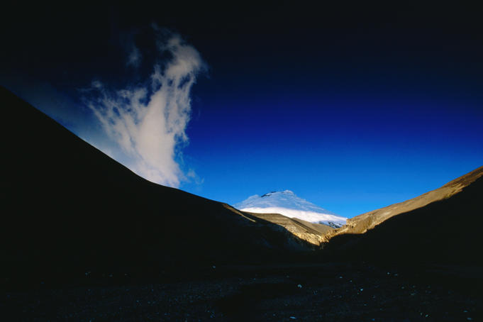 Cotopaxi volcano at sunset.