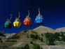 Colourful ski gondolas overlook the Col d'Allos (2240m) in Haute Provence.