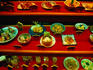 Plastic food in a restaurant's window display in Kyoto.