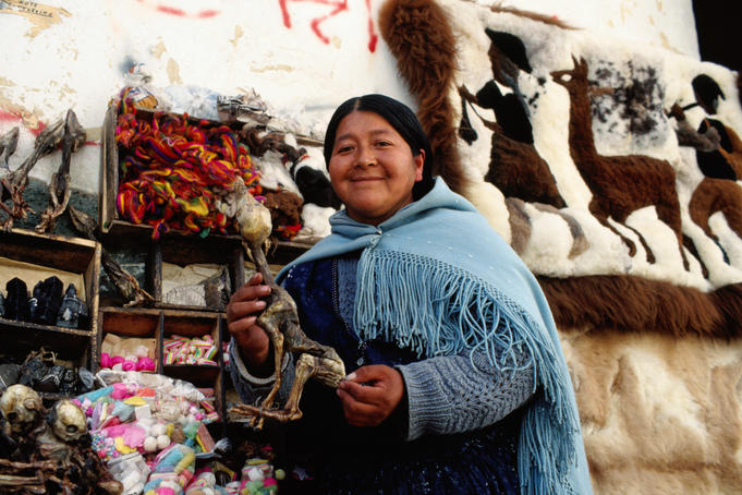 Woman selling llama fetus.