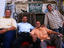 A happy group of taxi drivers in front of the Ramses Hotel in Cairo