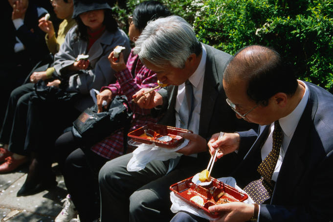 Lunchtime for the salarymen, at the Imperial Palace- Tokyo, Japan