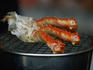 Crab grilled on a charcoal burner at Ni-jo Ichiba market, Sapporo