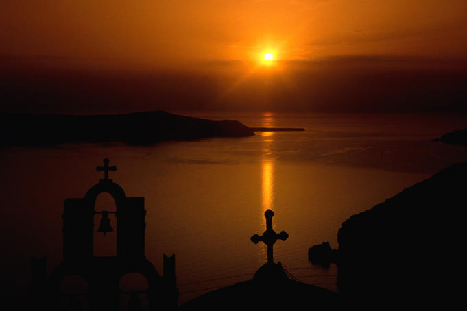 Sunset over Santorini.