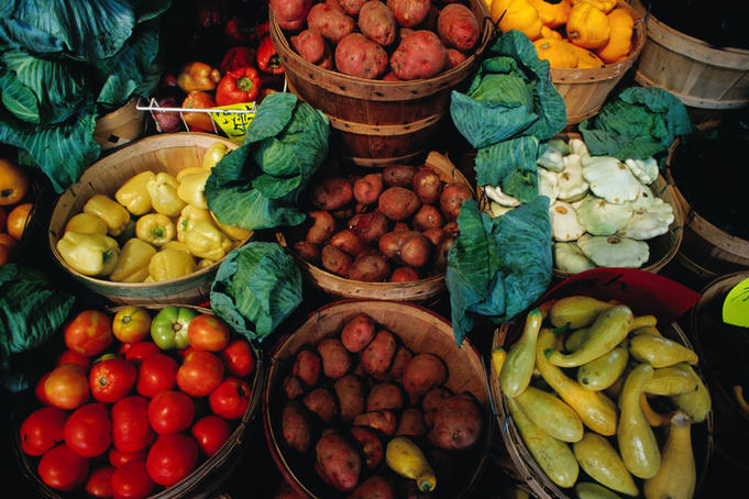 Fruit and vegetables for sale at Farmer's Market.