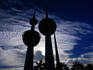 Kuwait Towers in silhouette.