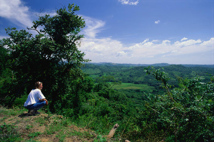 A traveller pausing to take in the scenery: dry tropical forest in the Rio Verde drainage area.