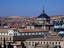 The view over the medieval city of Toledo from Plaza del Mirador walkway.