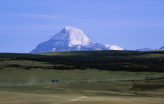 Mt Kailash looming over the Barkha plains, Ngari region.