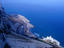 Looking down sheer cliffs to Catalan Bay on the Mediterranean side of Gibraltar, from the top cable-car station.
