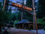 Sign welcoming you to Camp Curry, an institution in the Yosemite National Park, founded in 1899 by schoolteachers David and Jennie Curry- California, USA
