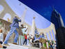 The Arch Street mural and the art-deco Liberty Tower in downtown Philadelphia.
