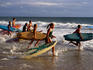 Children take to the ocean during surf life saving club activities at Burleigh Heads.