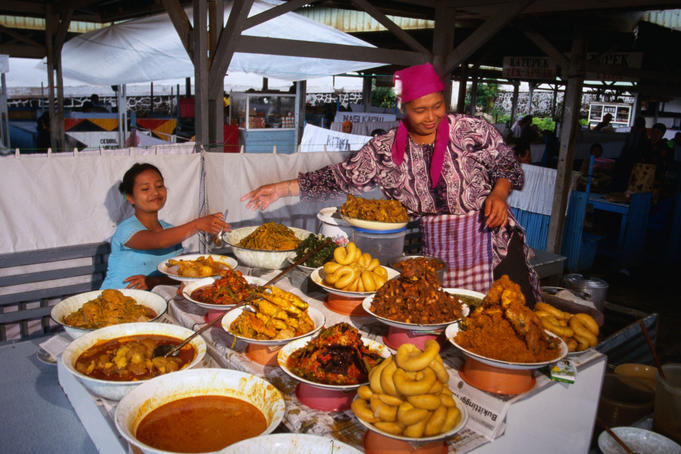 Padang food stall at the market.