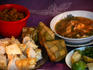 Coto makassar, ketuput and sambai at Celebes restaurant in Yogyakarta.