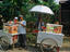A fruit vendor prepares fruit for a delicious serve of rujak.