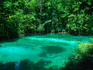 An emerald green pool surrounded by forest in the Plitvice Lakes National Park.
