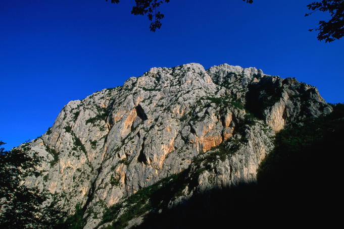 Karst (porous limestone) cliffs across the valley from Anica Kuk.
