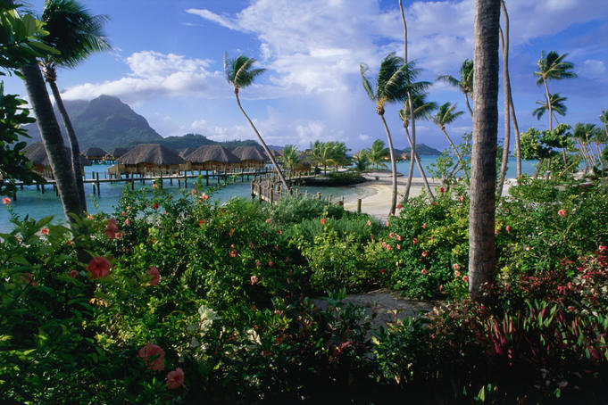 Overwater bungalows at the