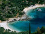 View of the beautiful greenish waters of Sarakinko beach, Ithaki island.