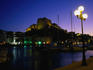 Citadel and harbour at night.