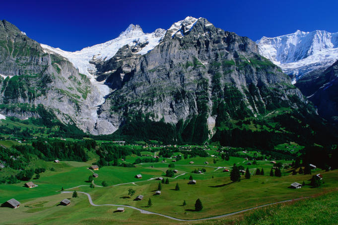 View to the Schreckhorn and Upper Grindelwald Glacier, Bort.