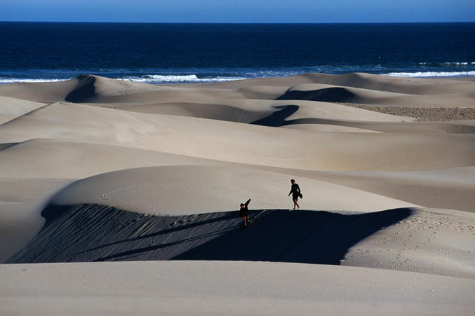 Sand boarding in dunes.