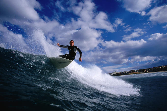 Surfing at 'Boneyards'.