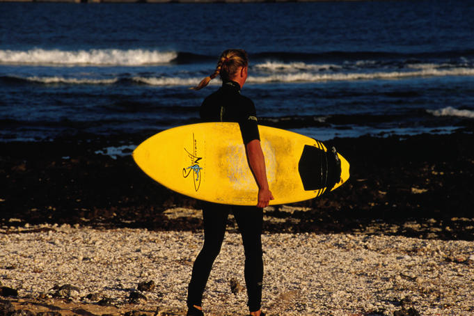 Surfing on Isla de Fuerteventura.