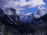 A tunnel view of the Yosemite Valley in winter.