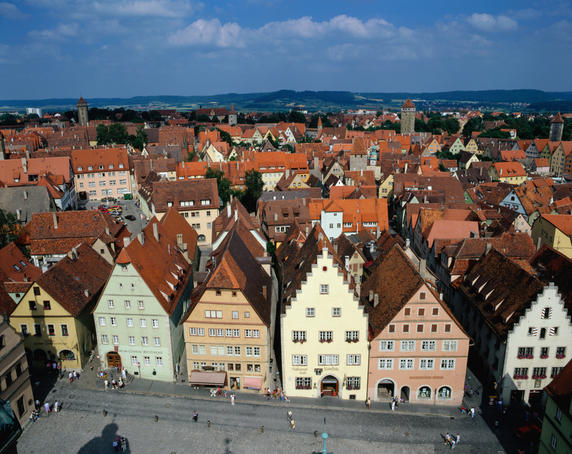 A view of the rooftops of Rothenburg.