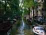 A shady canal scene looking south down Prinsengracht.