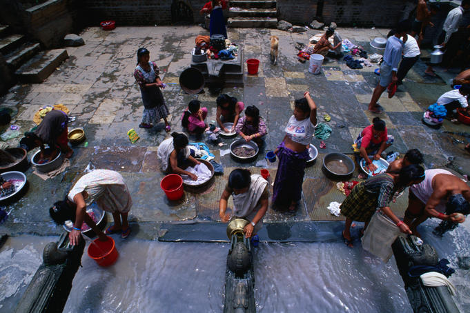Communal washing area in Kathmandu.