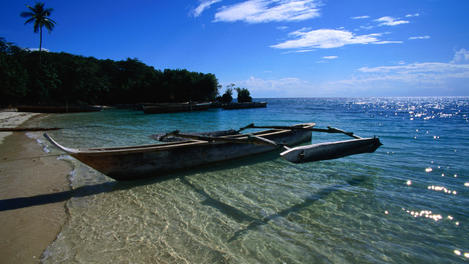 Outrigger canoe, Mangapwani, Zanzibar.