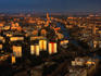 Sunrise over the Spree Canal: a view from the Berliner Fernsehturm, also known as the TV Tower, at Alexanderplatz.