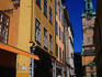 Cafe in the Stortorget square looking towards a corner of the Tyska Kyrkan, a lavishly decorated German church in the Gamla Stan district or Old Town, Stockholm.