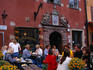 Oblique view of the facade and entrance to the 'Kaffekoppen' cafe in the Stortorget square in Gamla Stan, the Old Town, Stockholm.