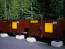 'Bear boxes', food storage lockers at the Tuolumne Meadows camping ground, a reminder of who else travels the trails in Yosemite National Park, Sierra Nevada.