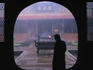 Man in Buddhist temple courtyard at Mt Emei in Sichuan province.