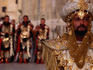 The procession of the Fiesta de Moros y Cristianos, celebrating the Christian reconquest of the town from the Arabs, passes the Basilica de Santa Maria.