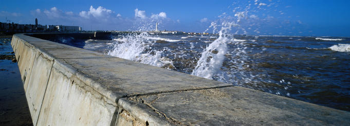 Choppy seas on the Casablanca waterfront.