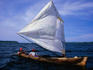 Teribe Indian fishermen in their boat.