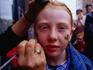 Face painting during St Patrick's Day Parade.