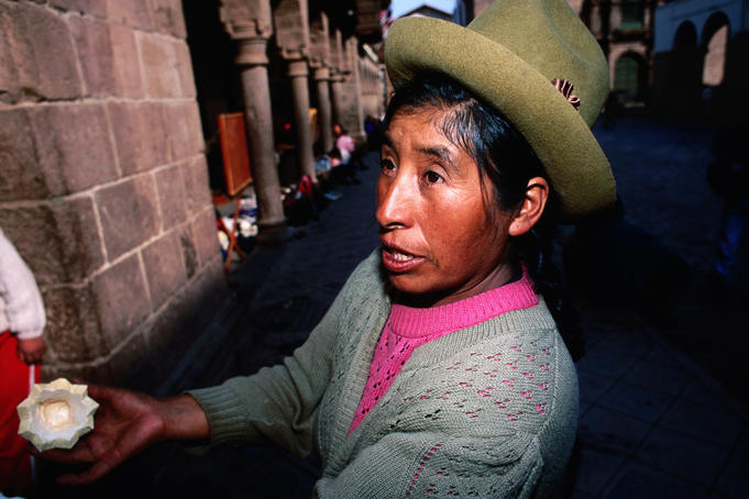 Market trader on Cuzco street.
