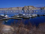 Vacation houseboats at Wahweap Basin on Lake Powell.