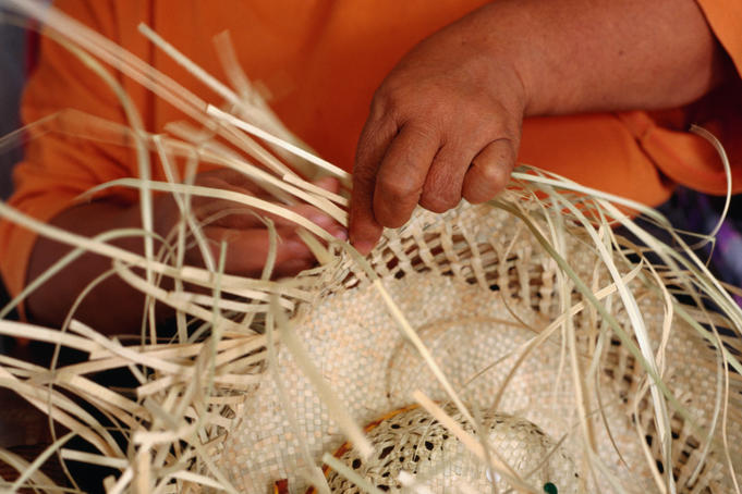 Hat making in Rurutu.