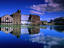 Warehouses reflected in the waters at Grand Canal Docks.