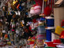Plastic and kitchenwares for sale in a street stall.