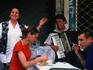 Ambulant singers around Monastiraki entertain evening diners.